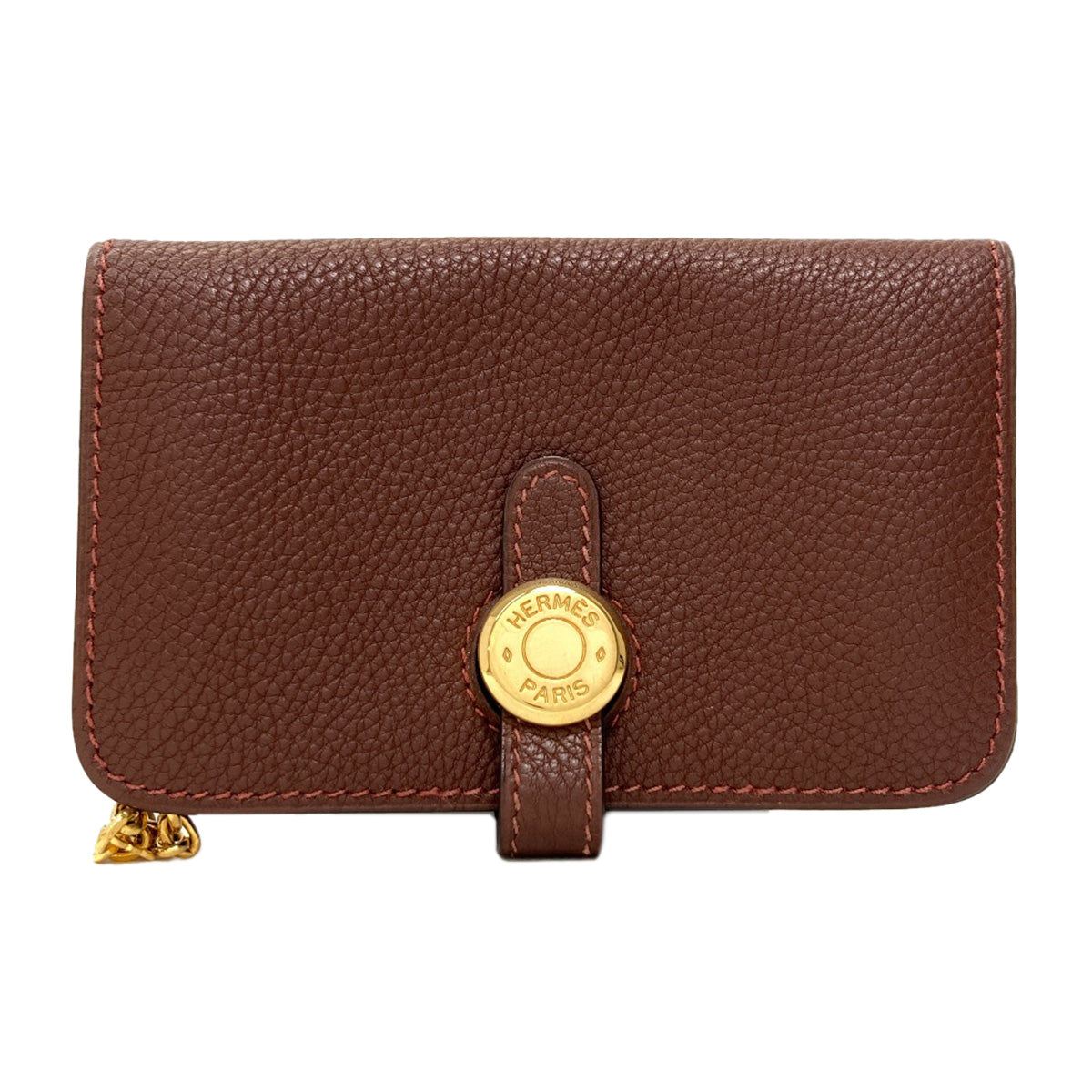 HERMES Dogon Card Case Gold Hardware Card Case Taurillon Clemence Ladies [Used]