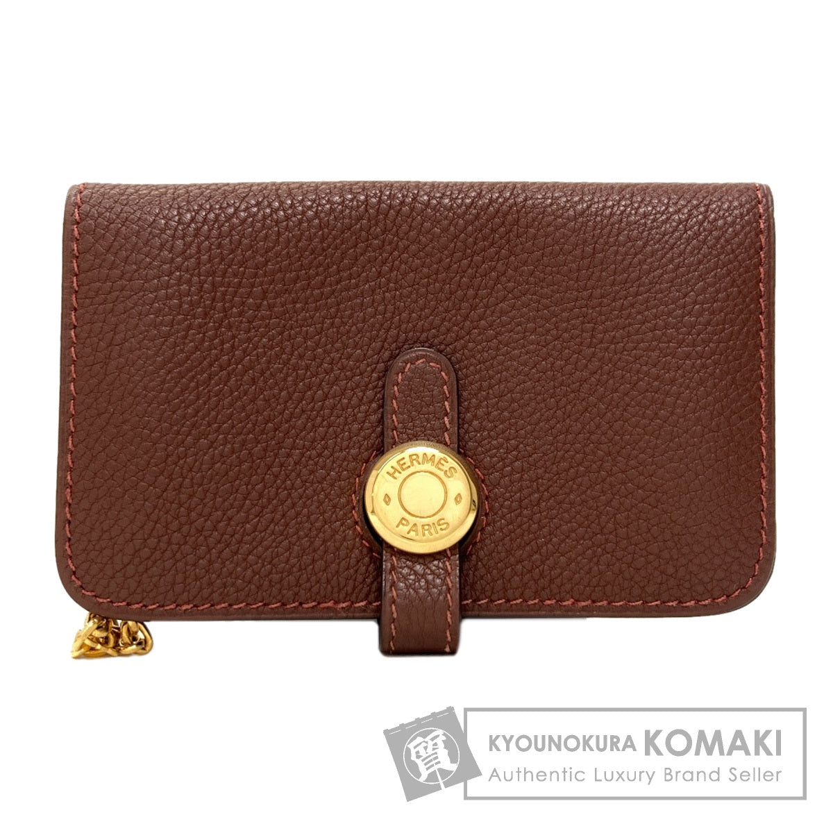 HERMES Dogon Card Case Gold Hardware Card Case Taurillon Clemence Ladies [Used]