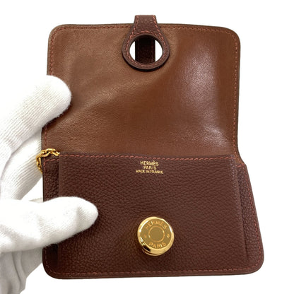 HERMES Dogon Card Case Gold Hardware Card Case Taurillon Clemence Ladies [Used]