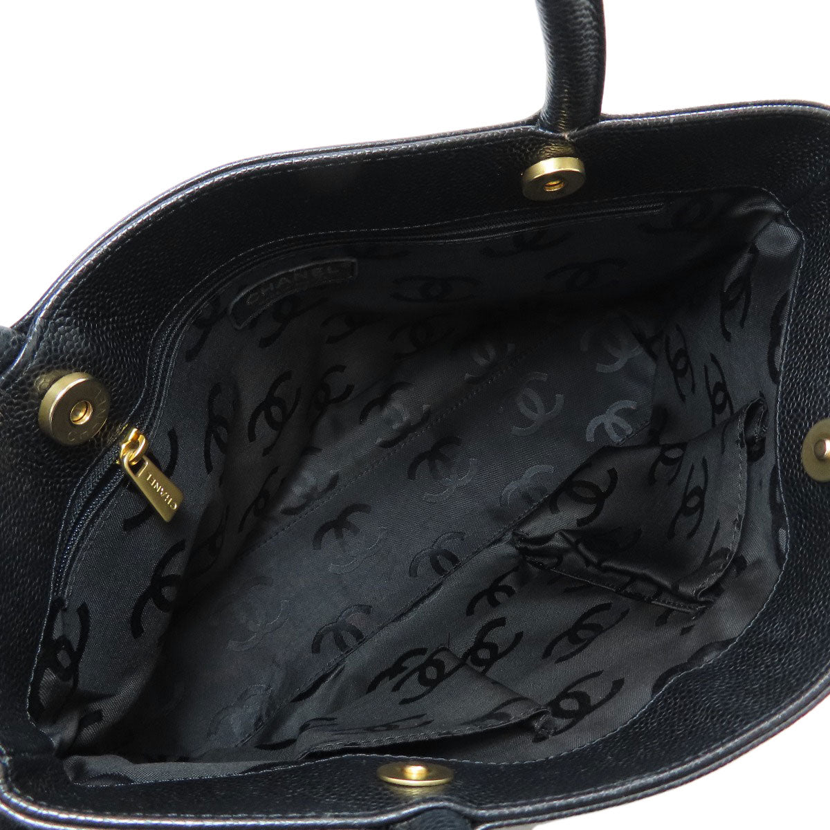 CHANEL COCO Mark GoldHardware Tote Bag Grained Calfskin Skin Ladies [Used]