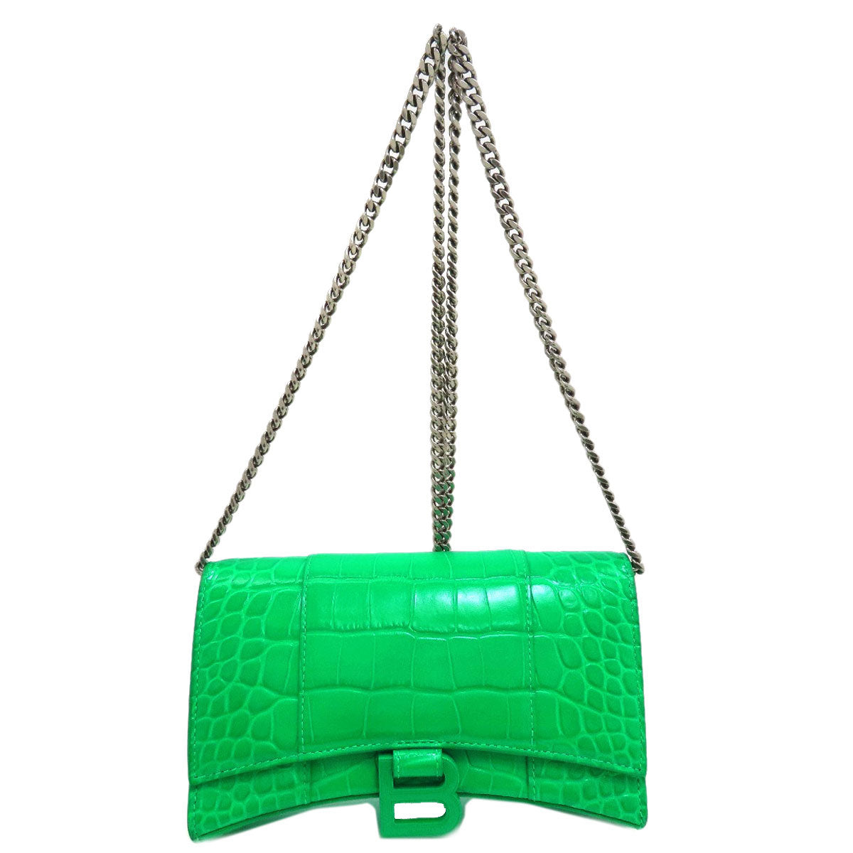 BALENCIAGA 656050 Hourglass Embossed Chain Wallet Long wallet (with coin pocket) Calf Ladies [Used]
