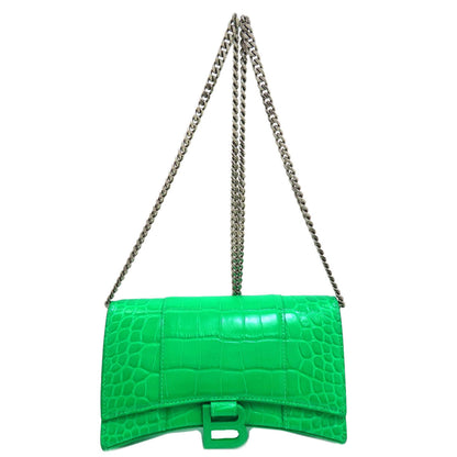 BALENCIAGA 656050 Hourglass Embossed Chain Wallet Long wallet (with coin pocket) Calf Ladies [Used]