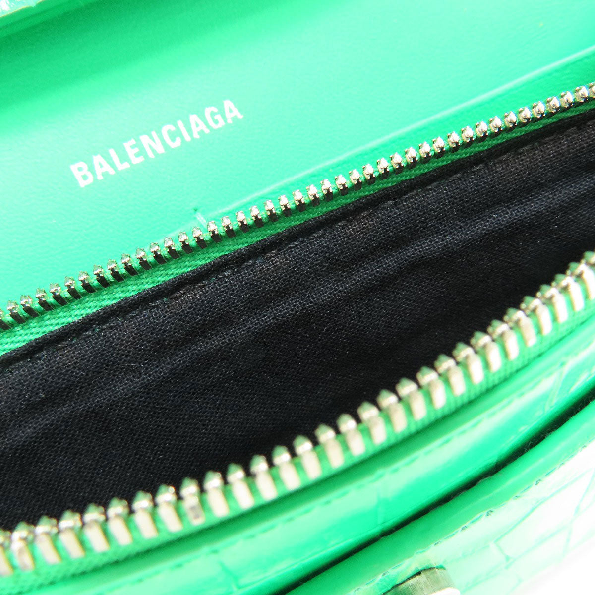 BALENCIAGA 656050 Hourglass Embossed Chain Wallet Long wallet (with coin pocket) Calf Ladies [Used]