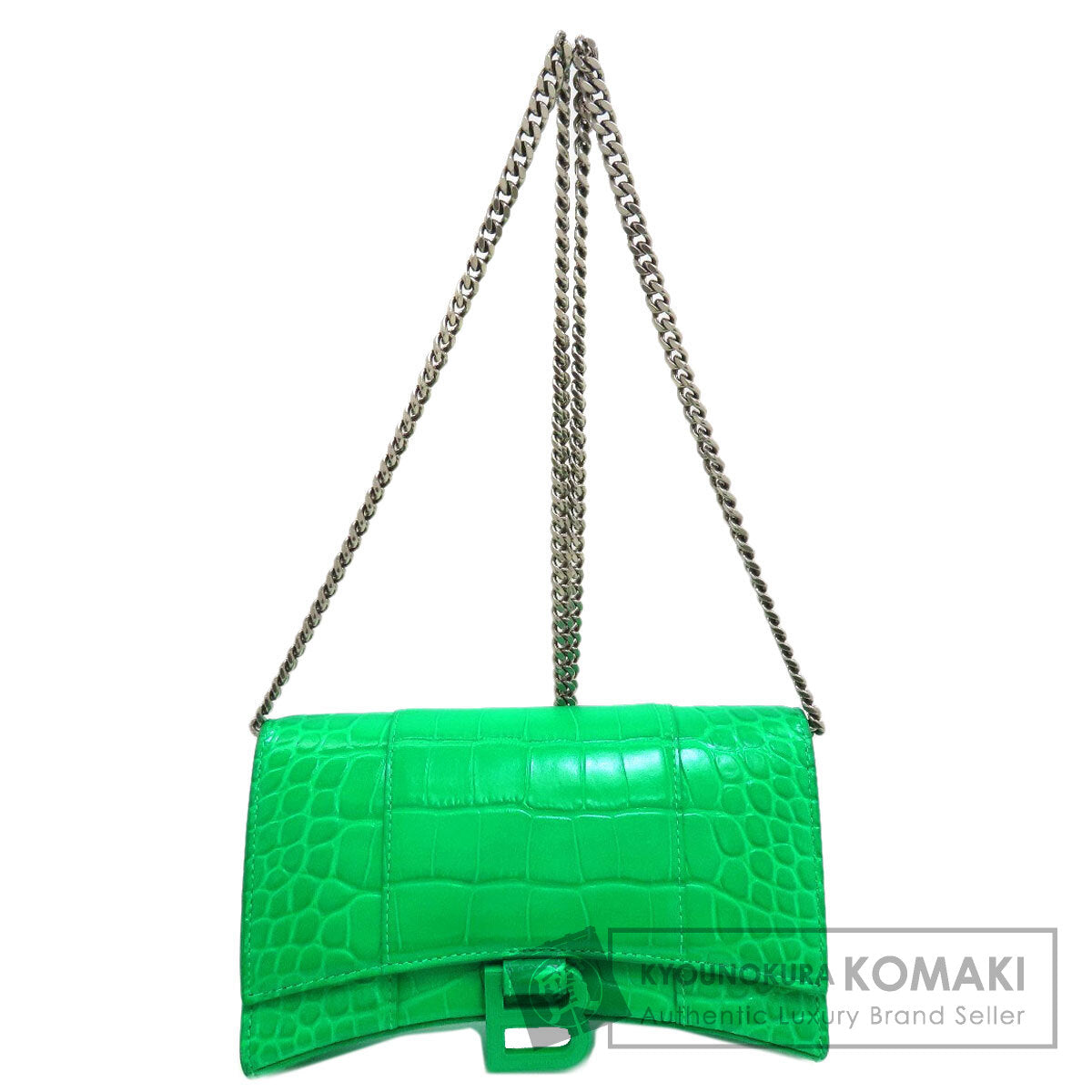 BALENCIAGA 656050 Hourglass Embossed Chain Wallet Long wallet (with coin pocket) Calf Ladies [Used]