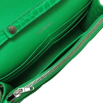 BALENCIAGA 656050 Hourglass Embossed Chain Wallet Long wallet (with coin pocket) Calf Ladies [Used]