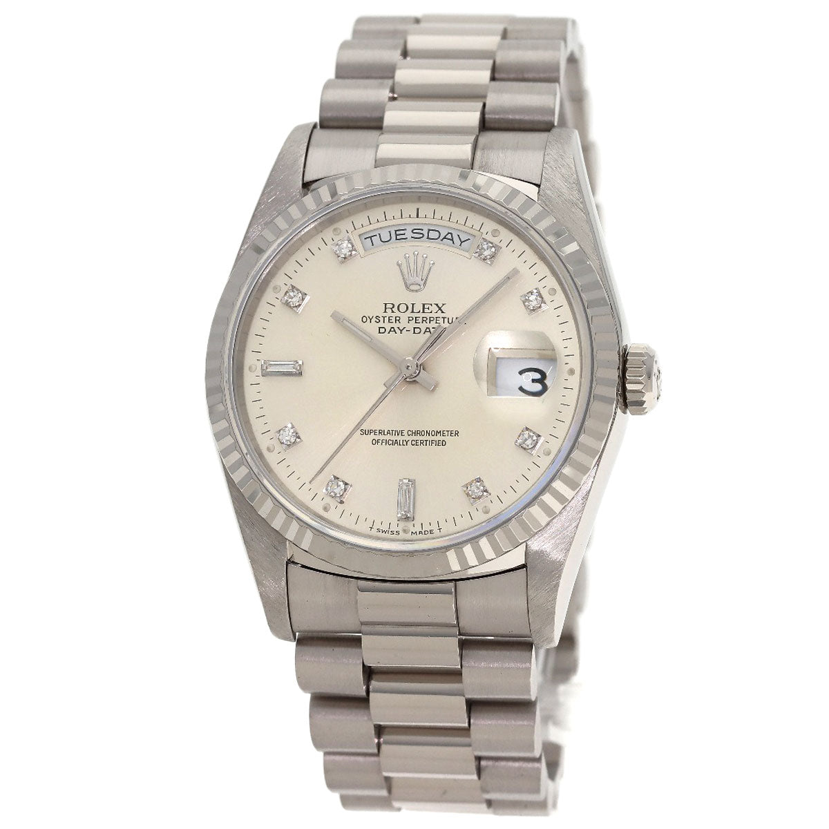 ROLEX Day Date 10P Diamond Watches 18239A K18 White Gold/K18 White Gold mens