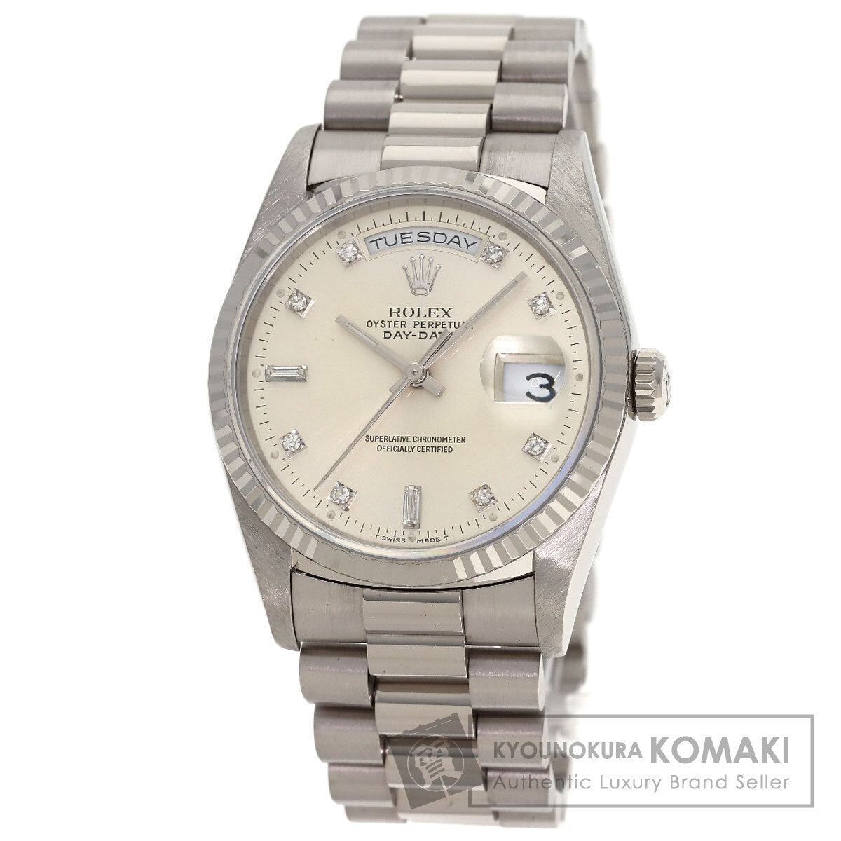 ROLEX Day Date 10P Diamond Watches 18239A K18 White Gold/K18 White Gold mens