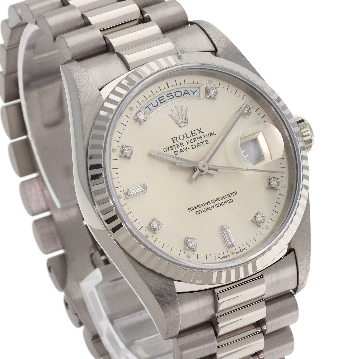 ROLEX Day Date 10P Diamond Watches 18239A K18 White Gold/K18 White Gold mens
