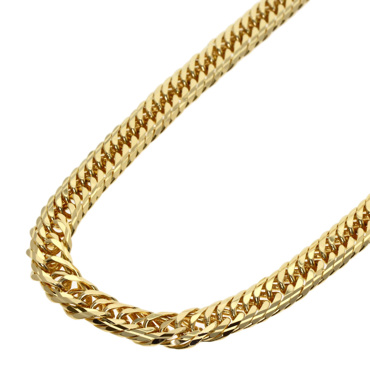 Curb chain, triple 16-sided. Necklace K18 Yellow Gold 34.6g　mens