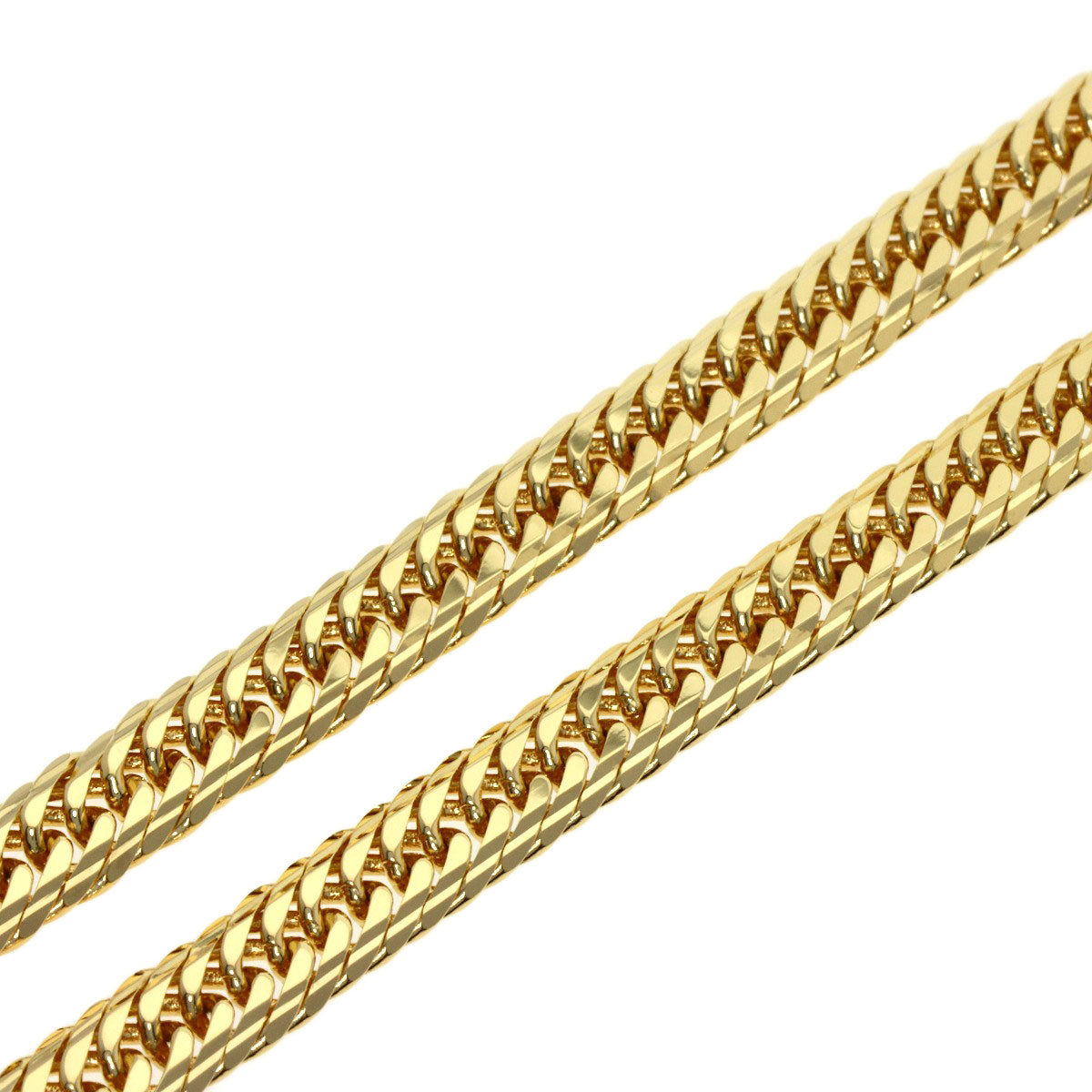 Curb chain, triple 16-sided. Necklace K18 Yellow Gold 34.6g　mens
