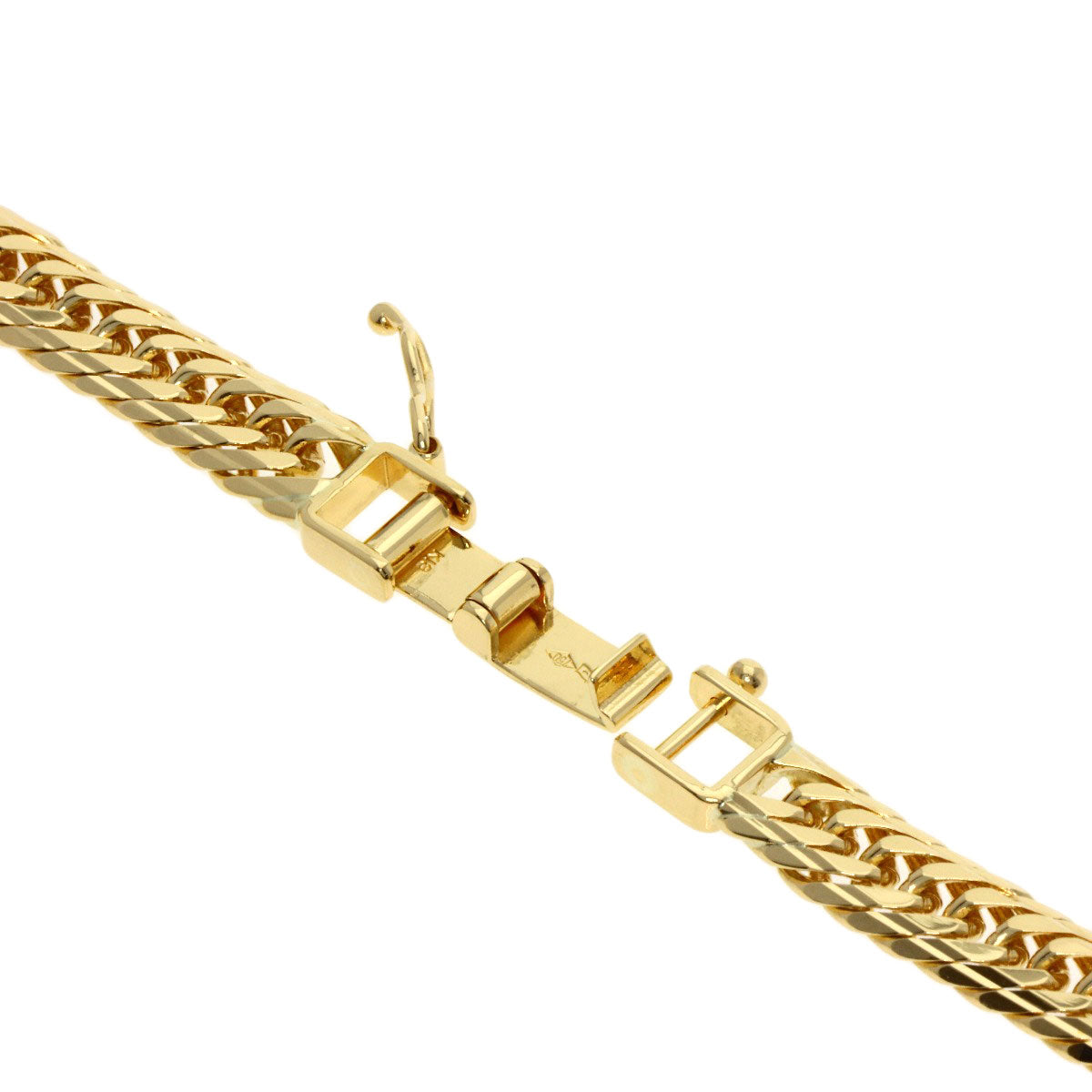 Curb chain, triple 16-sided. Necklace K18 Yellow Gold 34.6g　mens