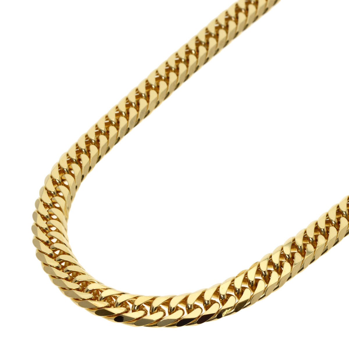 Curb chain Kihei W6 side Necklace K18 Yellow Gold 50.4g　mens