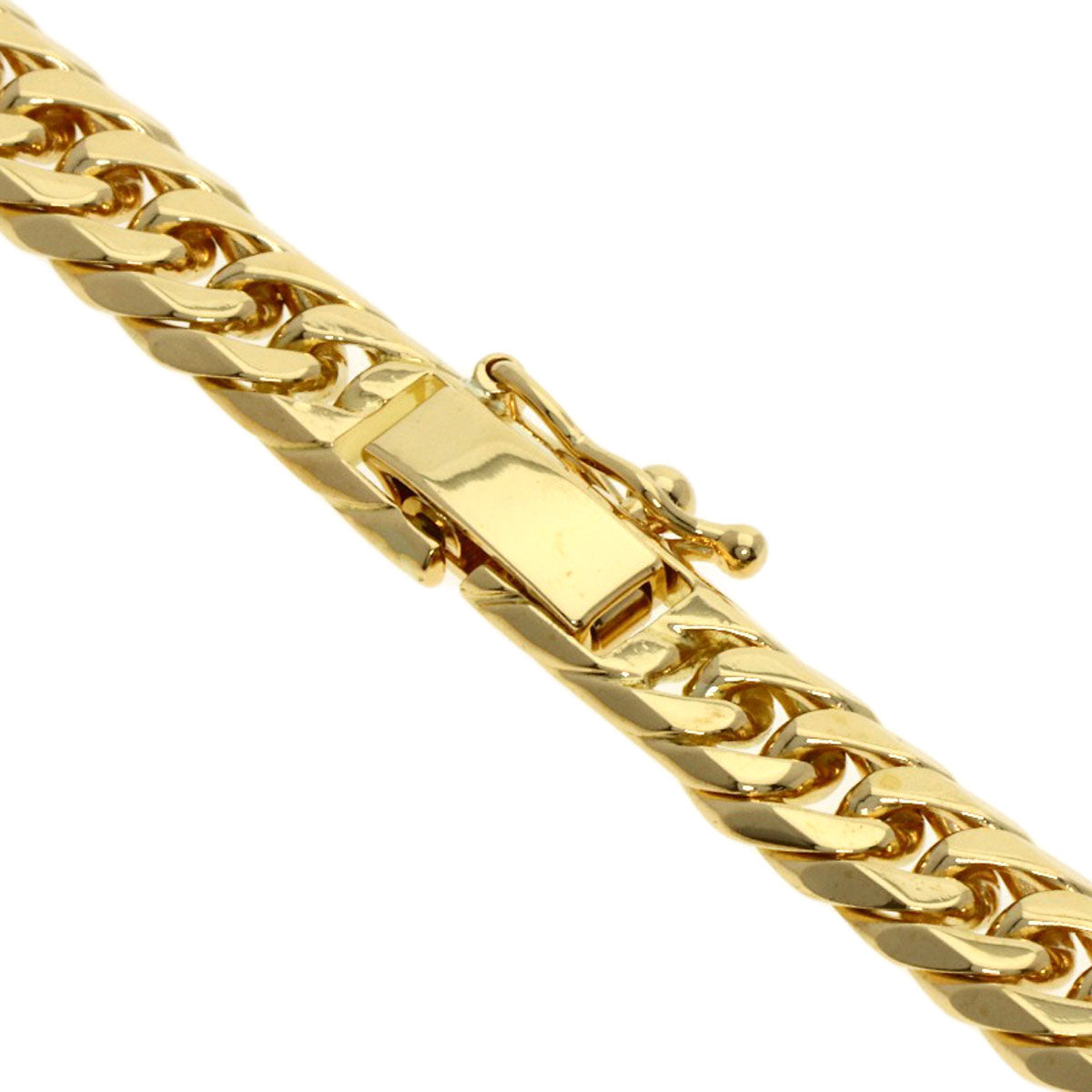 Curb chain Kihei W6 side Necklace K18 Yellow Gold 50.4g　mens
