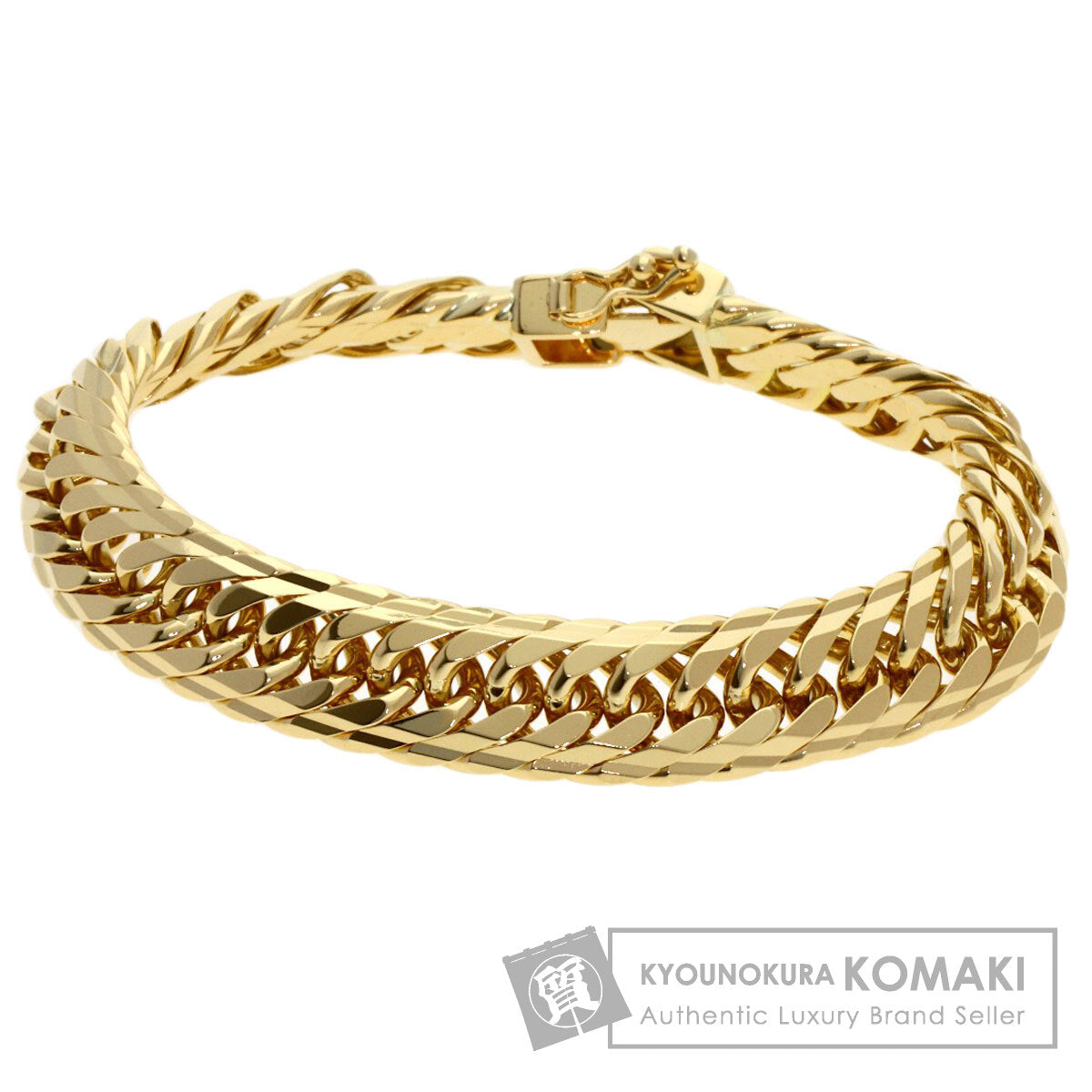Curb chain, triple 16-sided. Bracelet K18 Yellow Gold 42.1g　mens