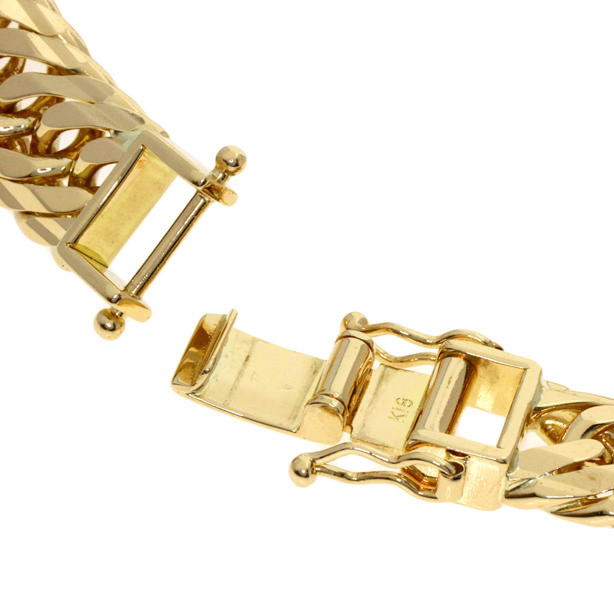 Curb chain, triple 16-sided. Bracelet K18 Yellow Gold 42.1g　mens