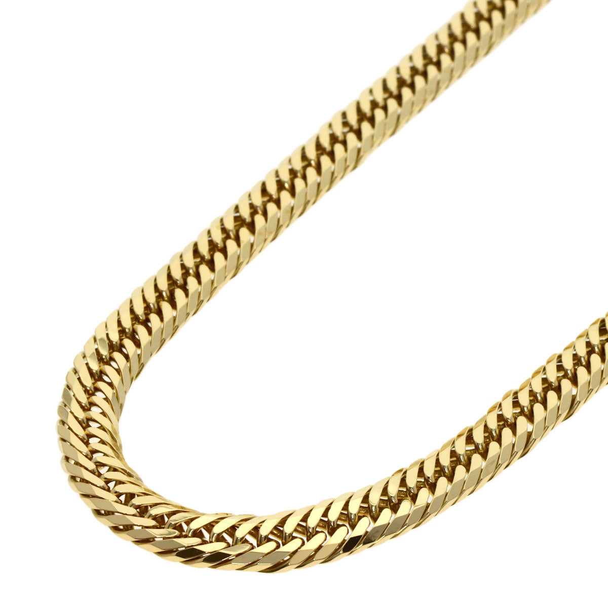 Curb chain, triple 8-sided. Necklace K18 Yellow Gold 49.3g　unisex