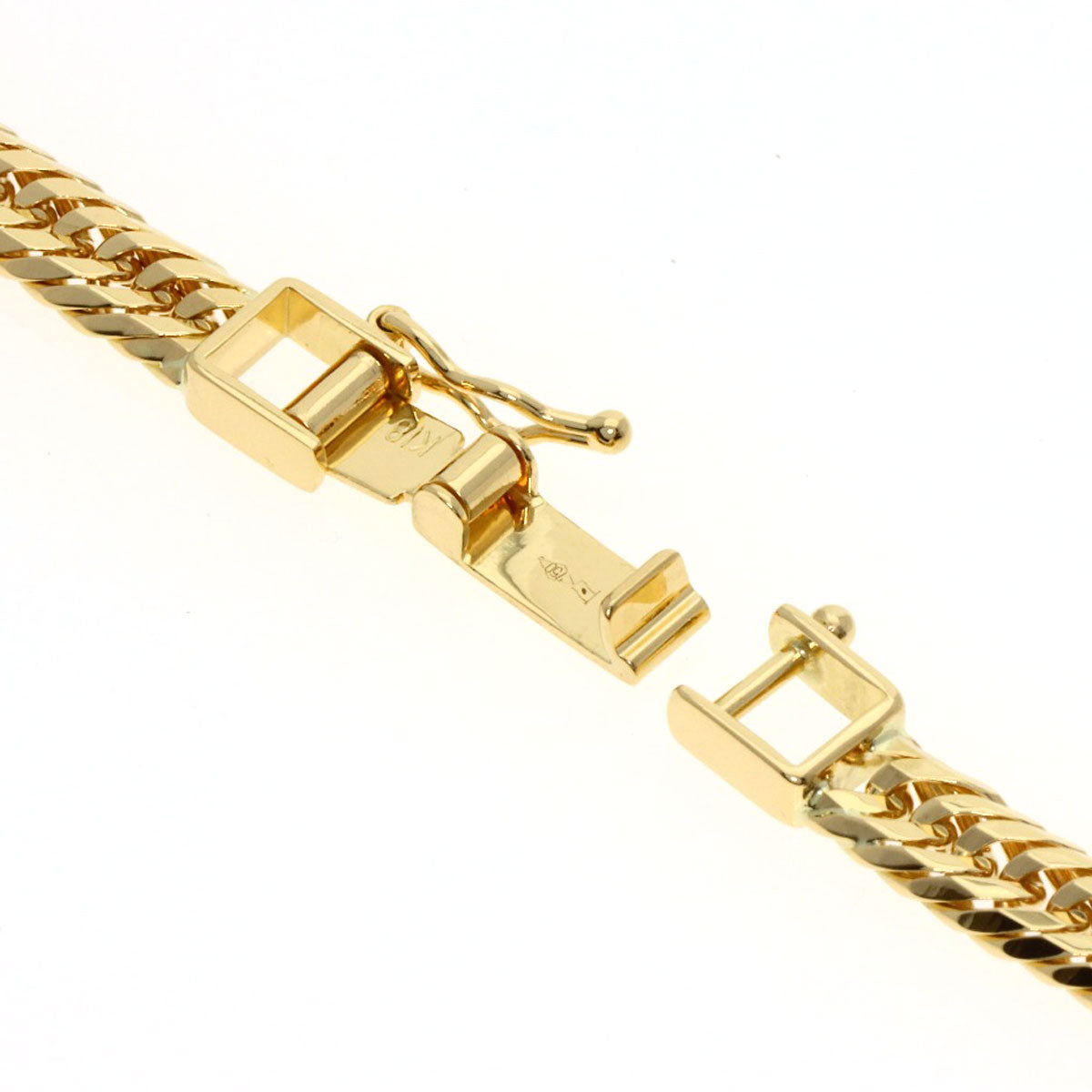 Curb chain Kihei triple 12 sides Necklace K18 Yellow Gold 30.4g　mens