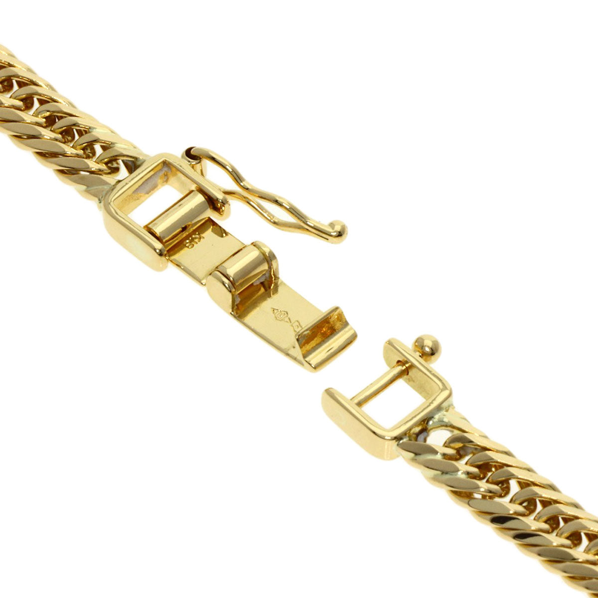 Curb chain, triple 8-sided. Necklace K18 Yellow Gold 29.8g　mens