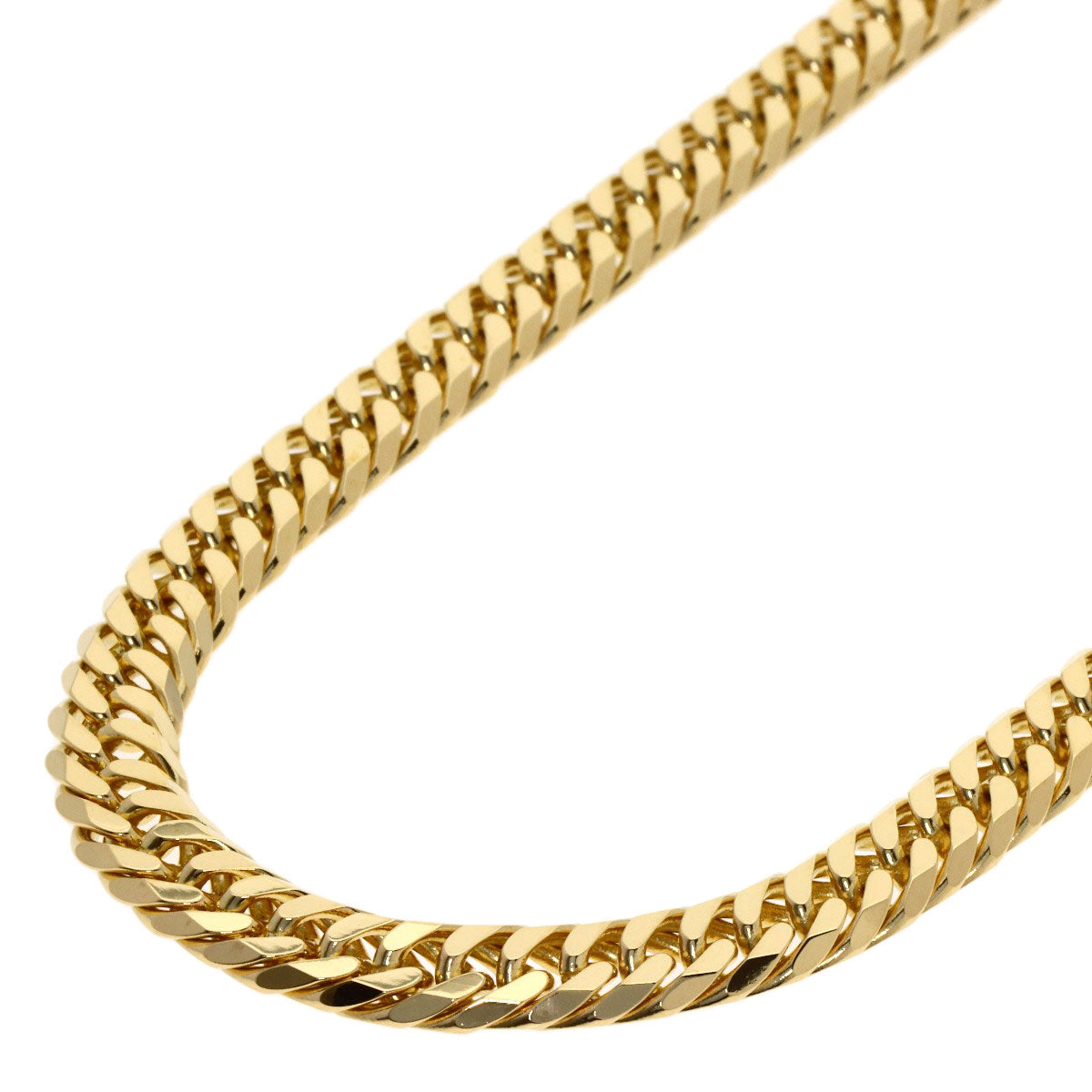Curb chain Kihei W6 side Necklace K18 Yellow Gold 100.2g　mens