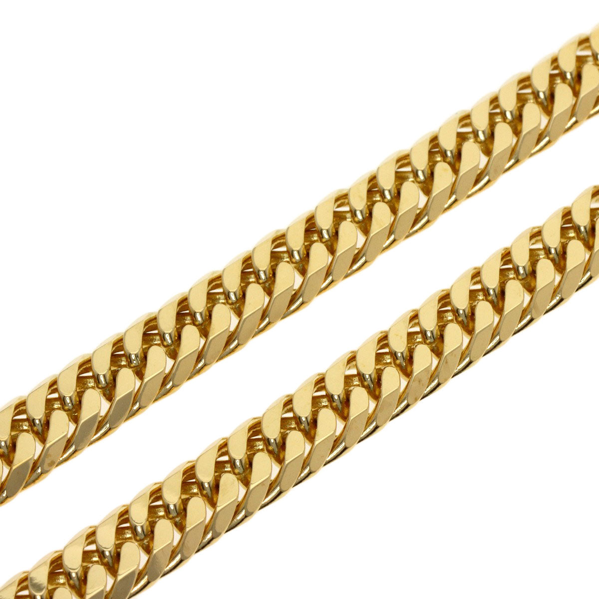 Curb chain Kihei W6 side Necklace K18 Yellow Gold 100.2g　mens
