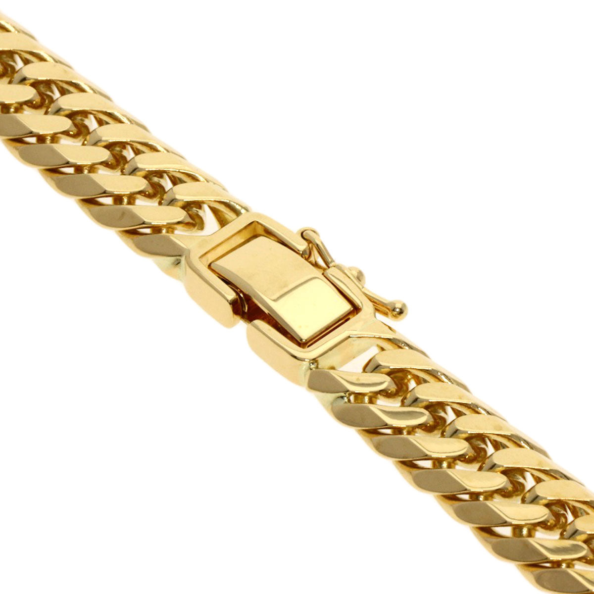 Curb chain Kihei W6 side Necklace K18 Yellow Gold 100.2g　mens