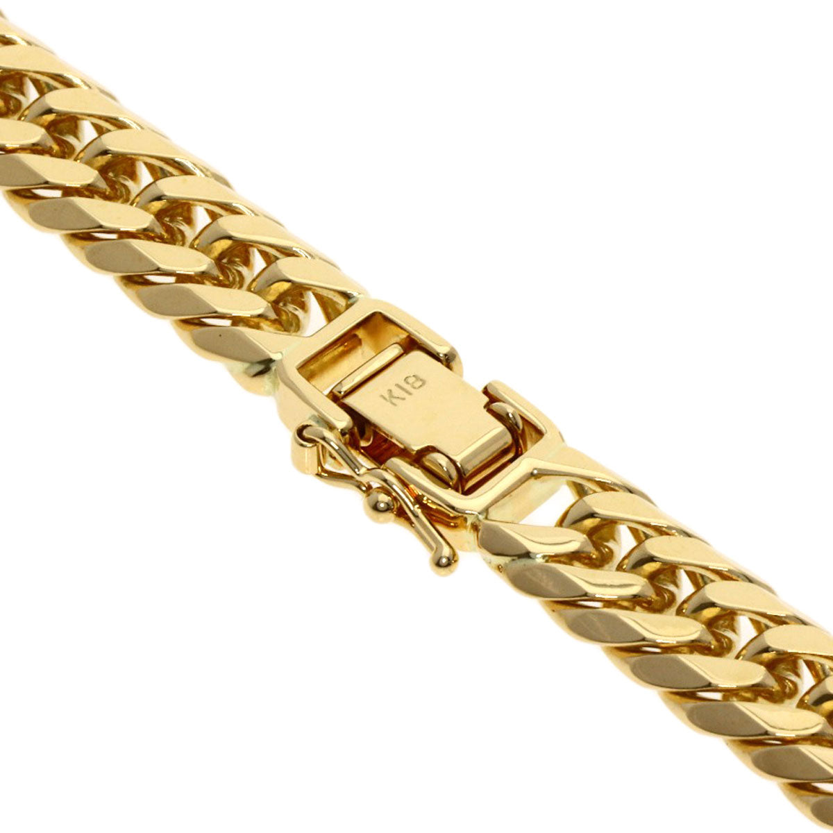 Curb chain Kihei W6 side Necklace K18 Yellow Gold 100.2g　mens