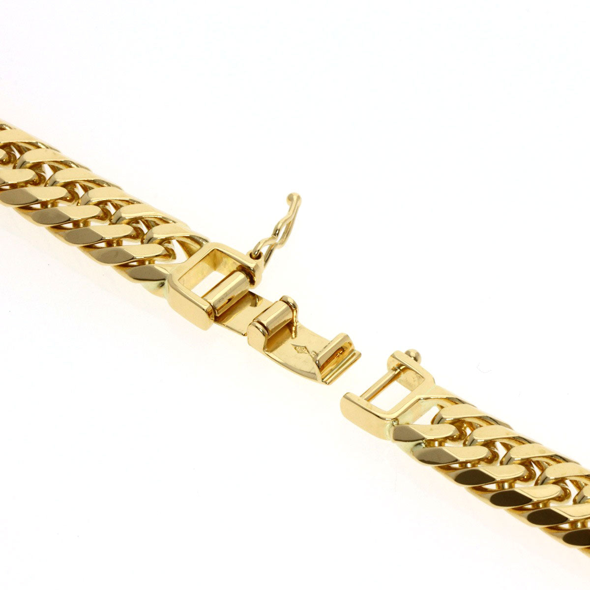 Curb chain Kihei W6 side Necklace K18 Yellow Gold 100.2g　mens