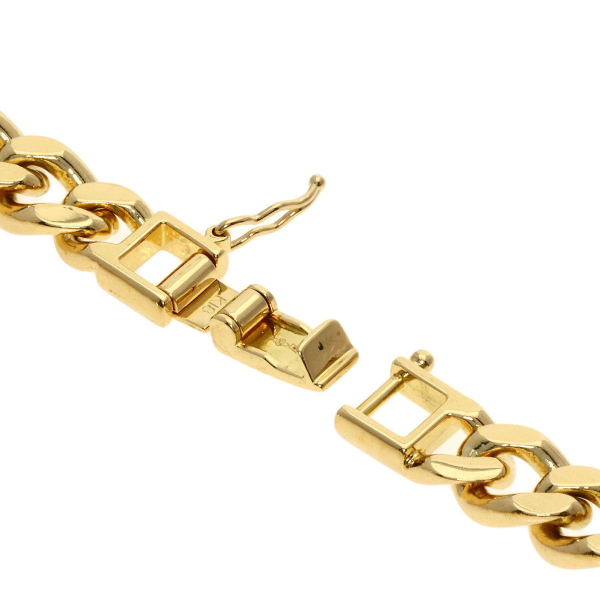 Curb chain Kihei 2 sides Necklace K18 Yellow Gold 100.4g　mens