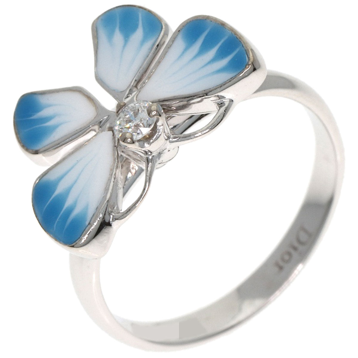 Dior Butterfly motif 1P diamond pinky ring Ring K18 White Gold Ladies [Used]