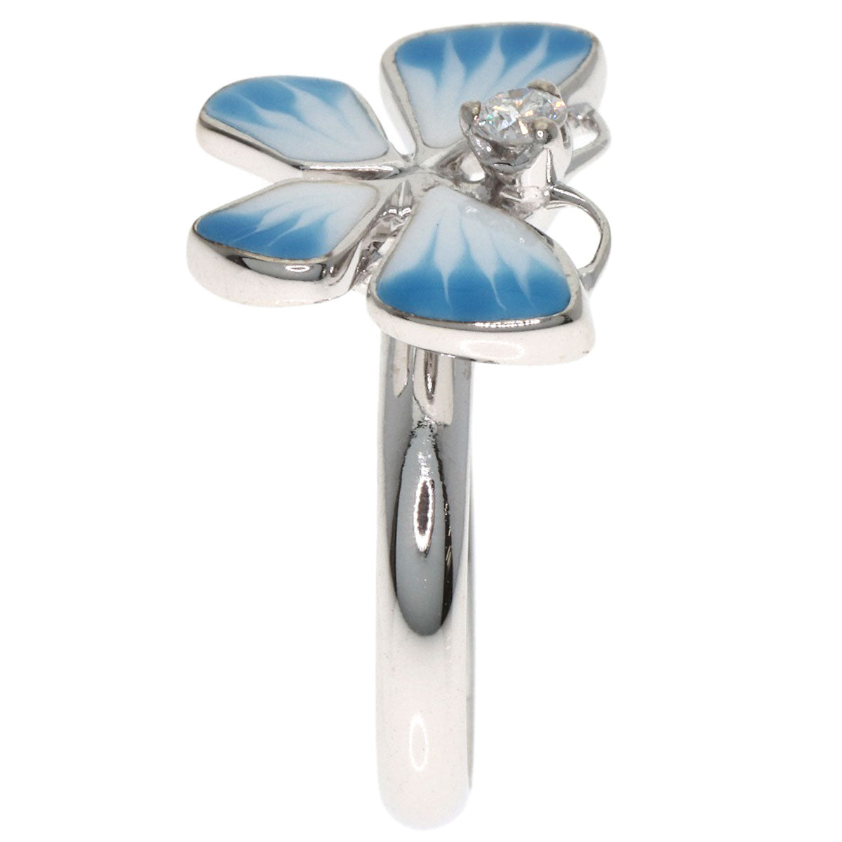 Dior Butterfly motif 1P diamond pinky ring Ring K18 White Gold Ladies [Used]