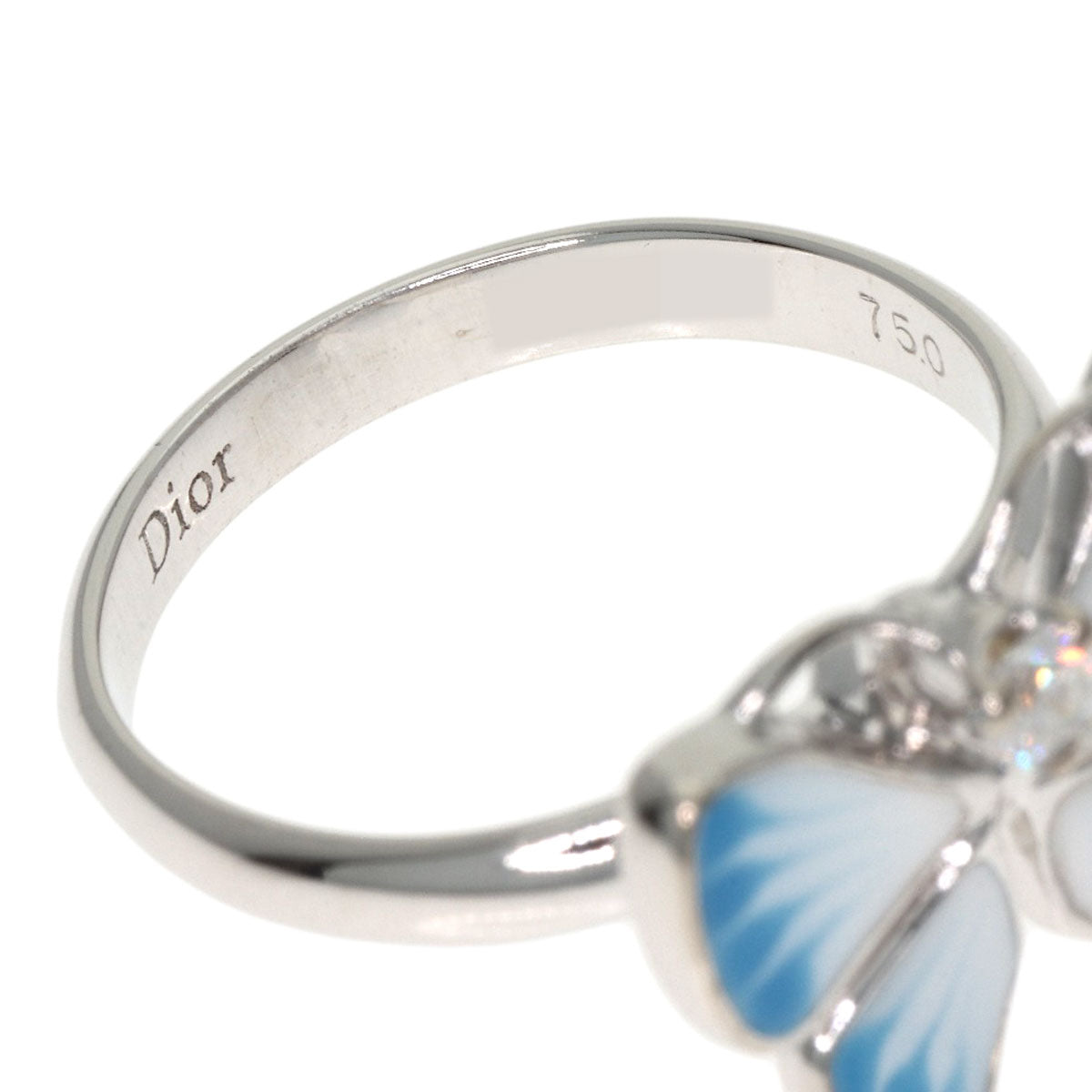 Dior Butterfly motif 1P diamond pinky ring Ring K18 White Gold Ladies [Used]