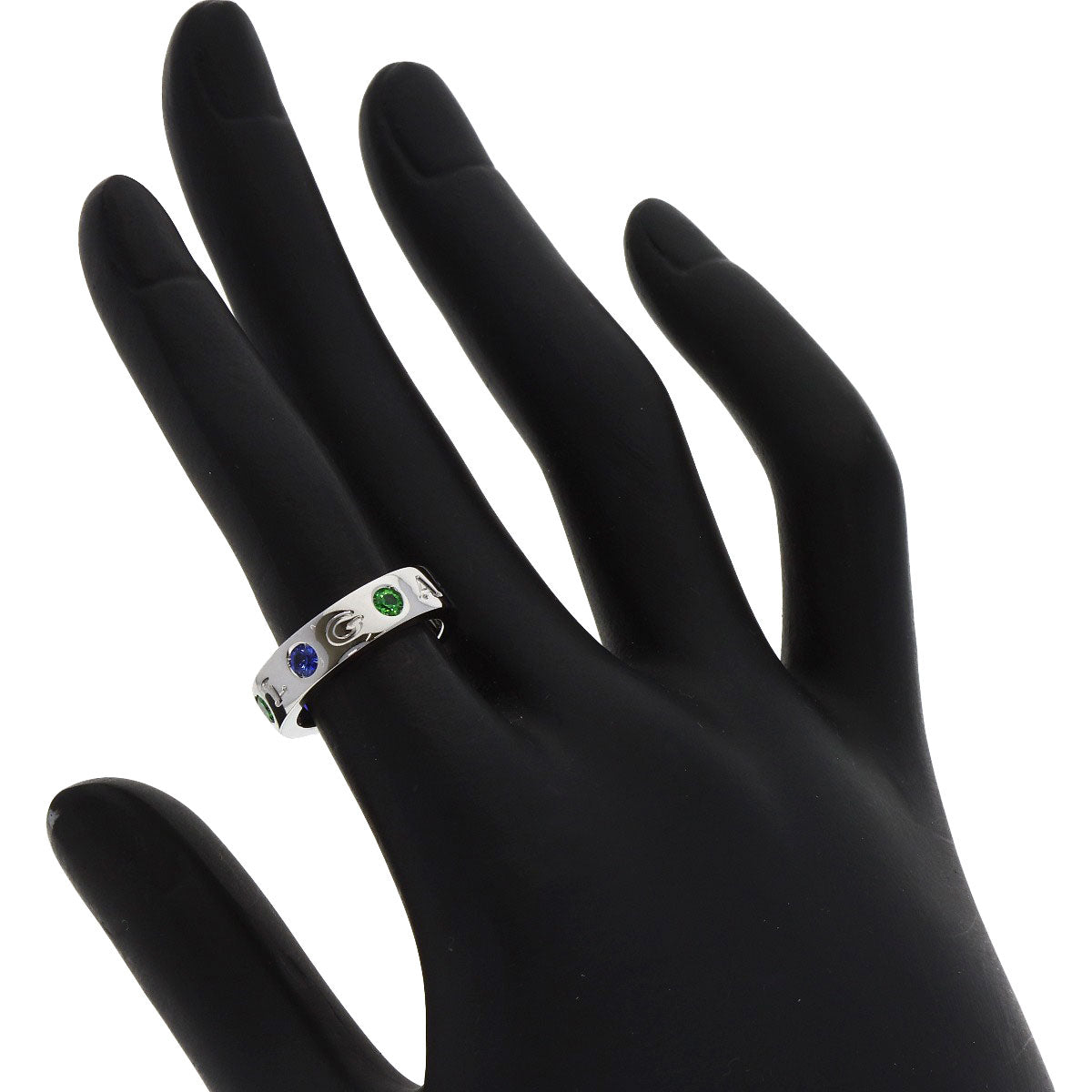 BVLGARI Roman Sorbet Sapphire Tsavorite #49 Ring K18 White Gold Ladies [Used]