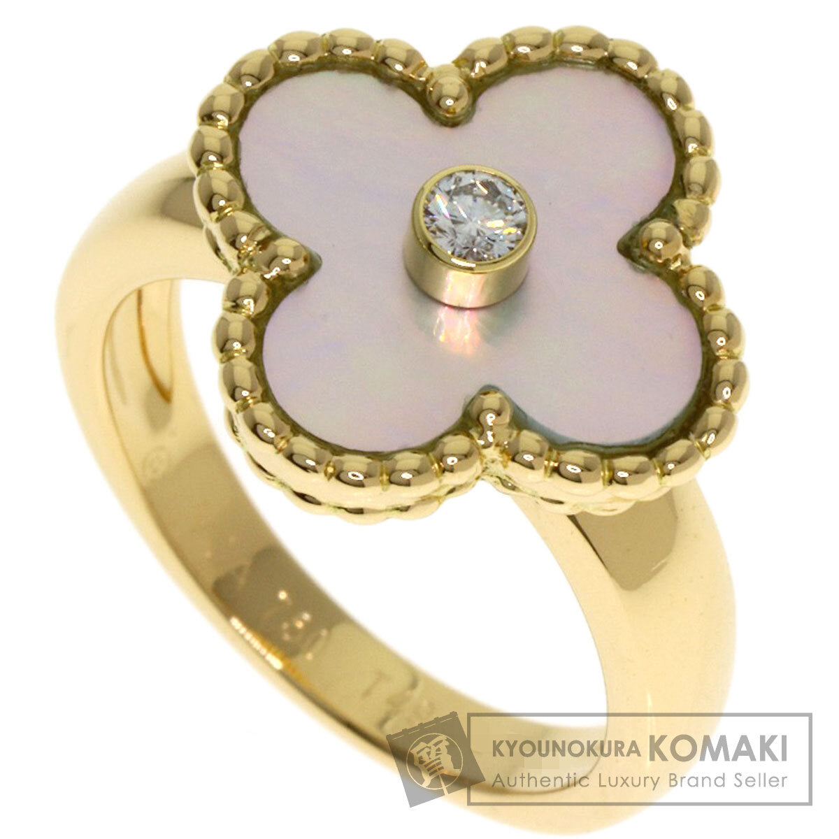 Van Cleef & Arpels Vintage Alhambra Shell Diamond #49 Ring K18 Yellow Gold Ladies [Used]