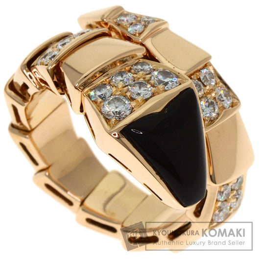 BVLGARI Serpenti Onyx Diamond Size S Ring K18 Pink Gold Ladies [Used]