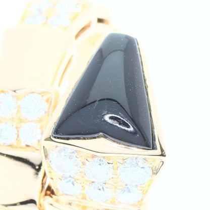 BVLGARI Serpenti Onyx Diamond Size S Ring K18 Pink Gold Ladies [Used]