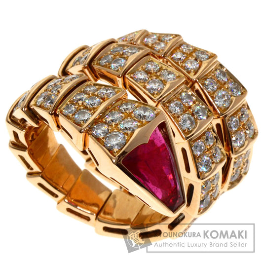 BVLGARI Serpenti Viper Pink Tourmaline Diamond, Size M Ring K18 Pink Gold Ladies [Used]