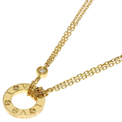 CARTIER Love Circle 2P Diamond Necklace K18 Yellow Gold Ladies [Used]
