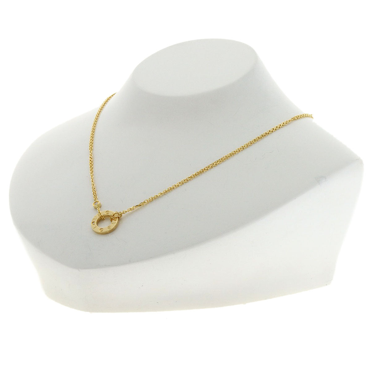 CARTIER Love Circle 2P Diamond Necklace K18 Yellow Gold Ladies [Used]