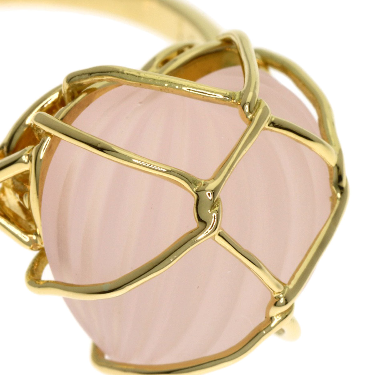 Dior Rose Quartz Ring K18 Yellow Gold Ladies [Used]