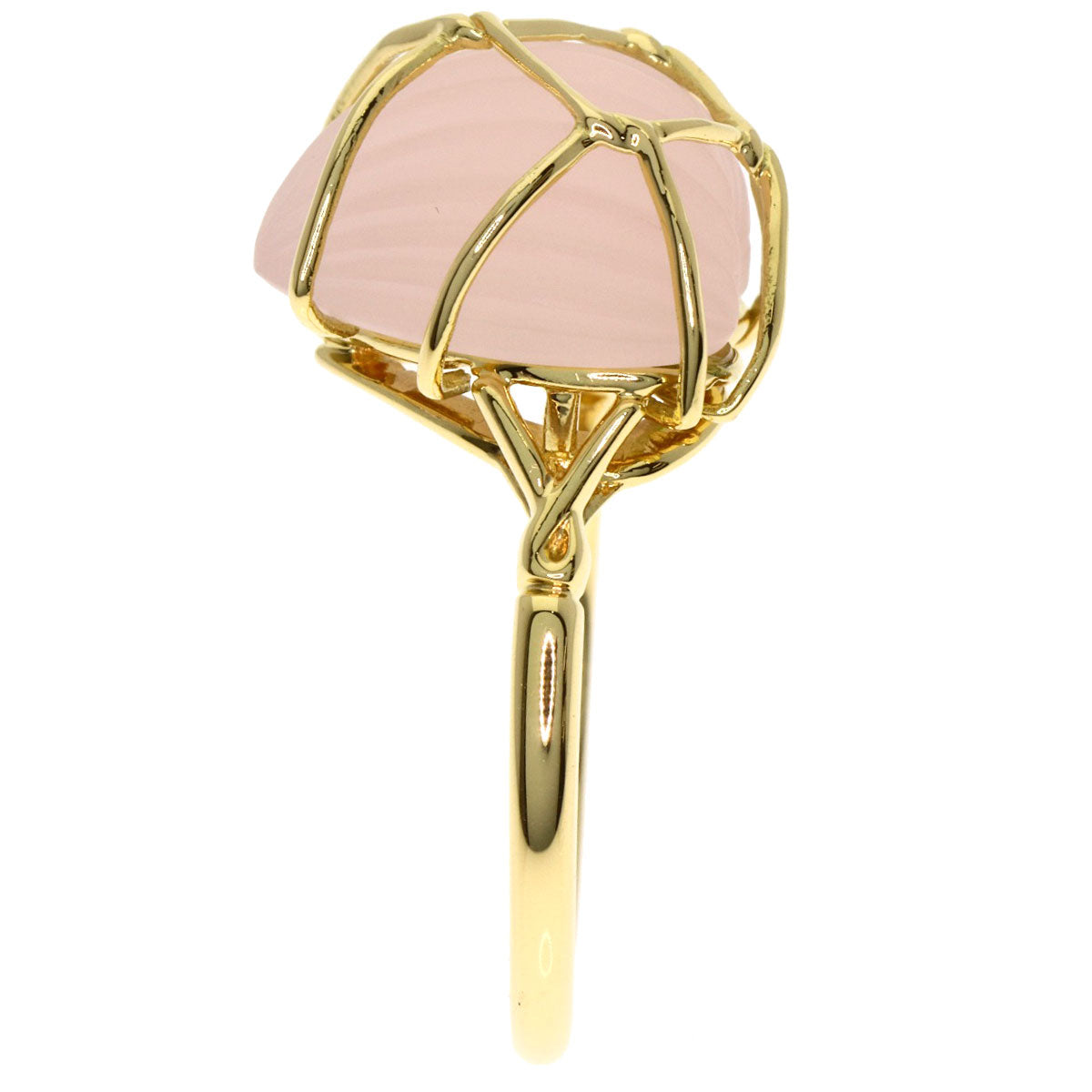 Dior Rose Quartz Ring K18 Yellow Gold Ladies [Used]