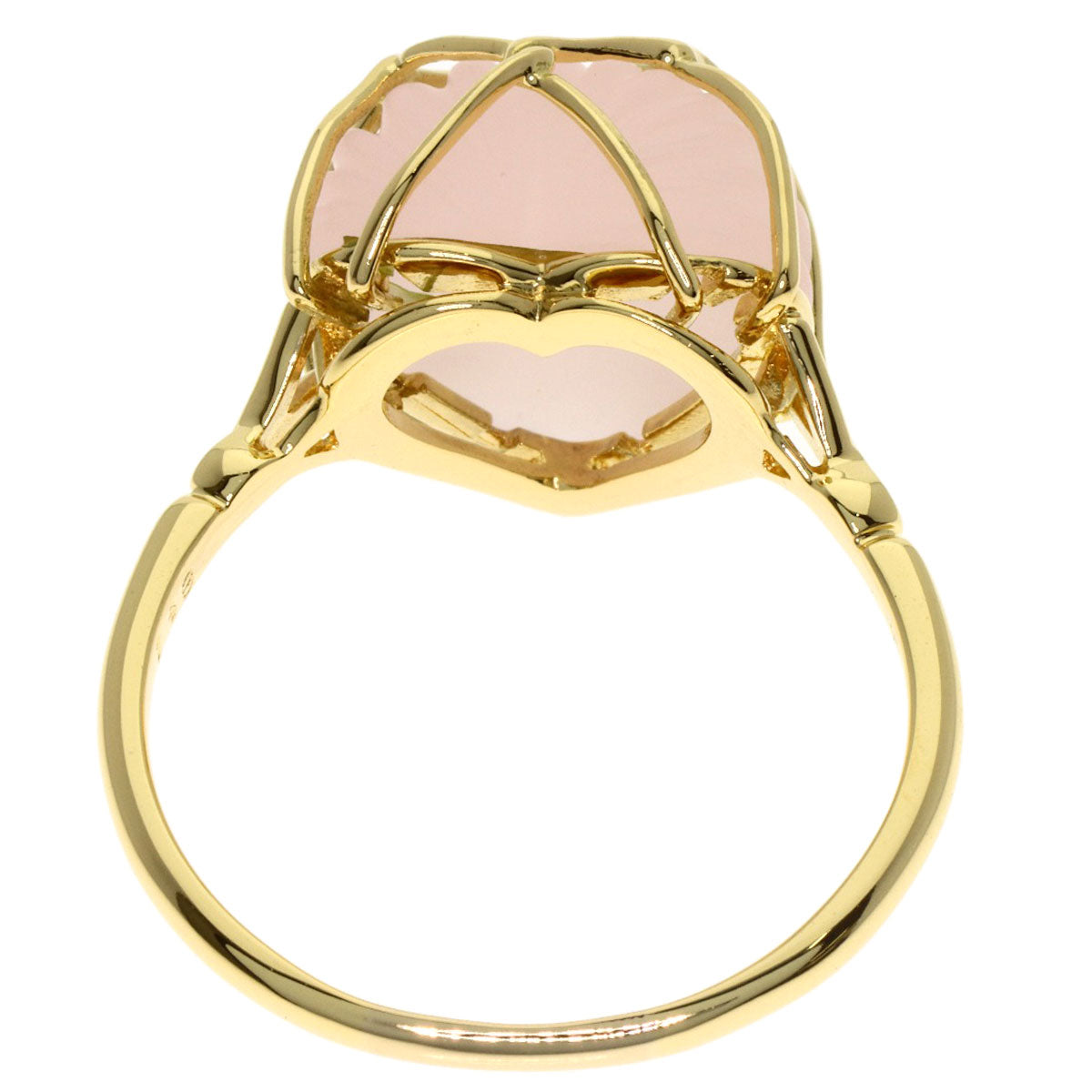 Dior Rose Quartz Ring K18 Yellow Gold Ladies [Used]