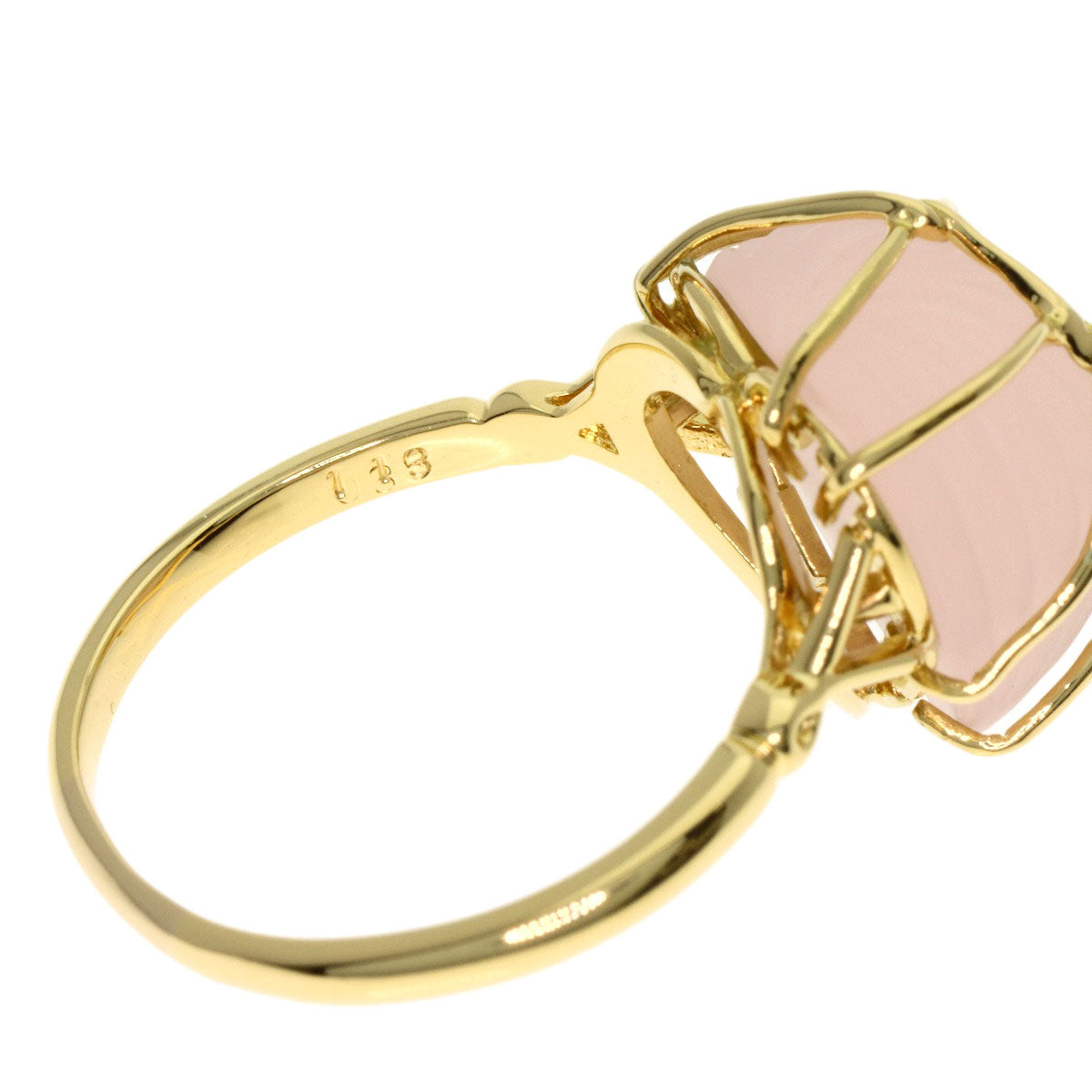 Dior Rose Quartz Ring K18 Yellow Gold Ladies [Used]