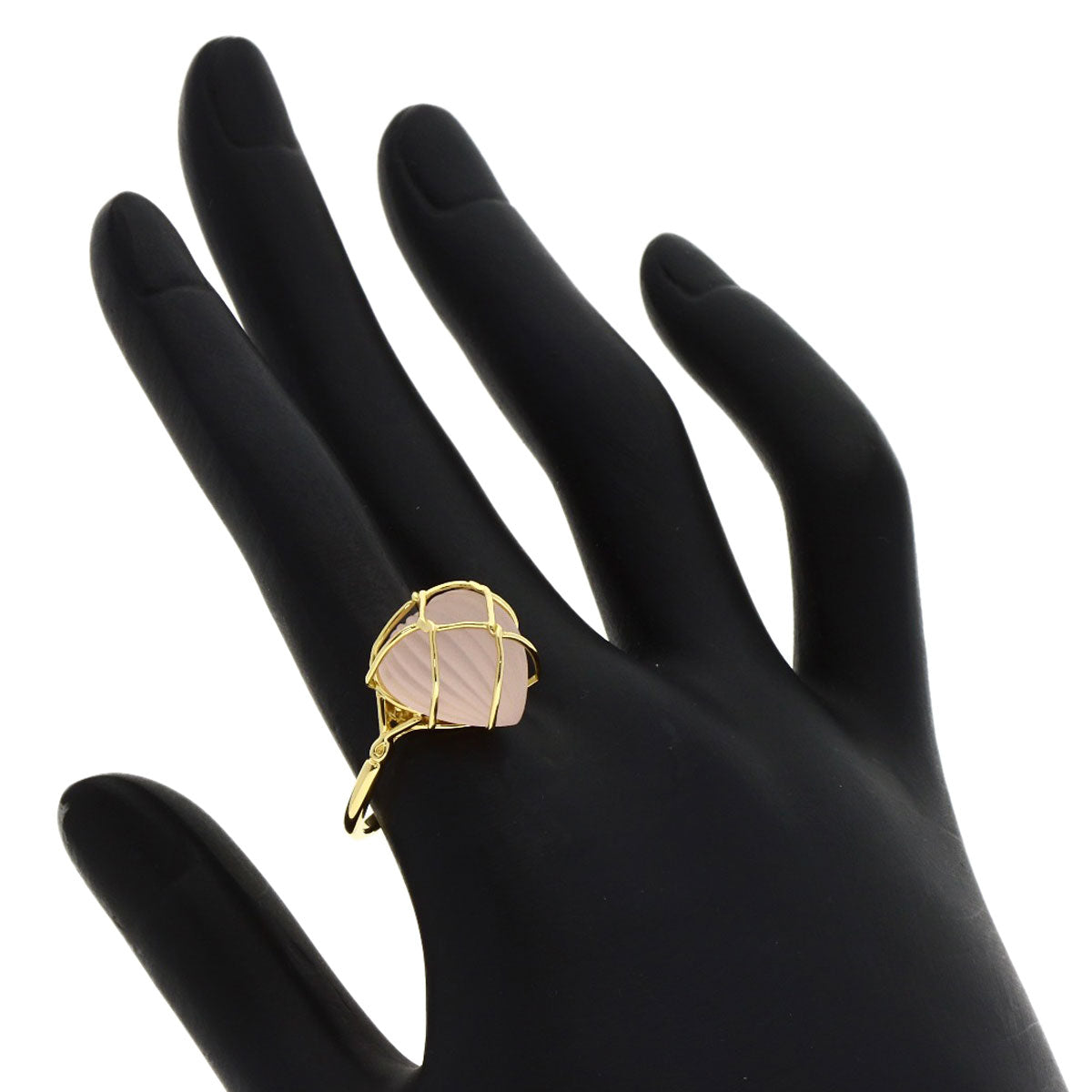 Dior Rose Quartz Ring K18 Yellow Gold Ladies [Used]