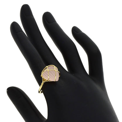 Dior Rose Quartz Ring K18 Yellow Gold Ladies [Used]