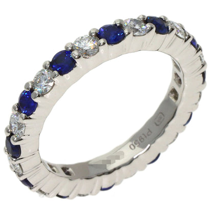 HARRY WINSTON Round-cut sapphire with prong setting of diamonds. Ring Platinum PT950 Ladies [Used]