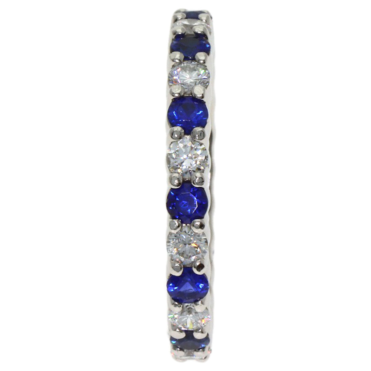 HARRY WINSTON Round-cut sapphire with prong setting of diamonds. Ring Platinum PT950 Ladies [Used]