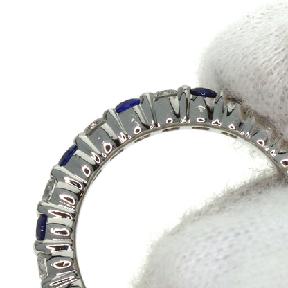 HARRY WINSTON Round-cut sapphire with prong setting of diamonds. Ring Platinum PT950 Ladies [Used]