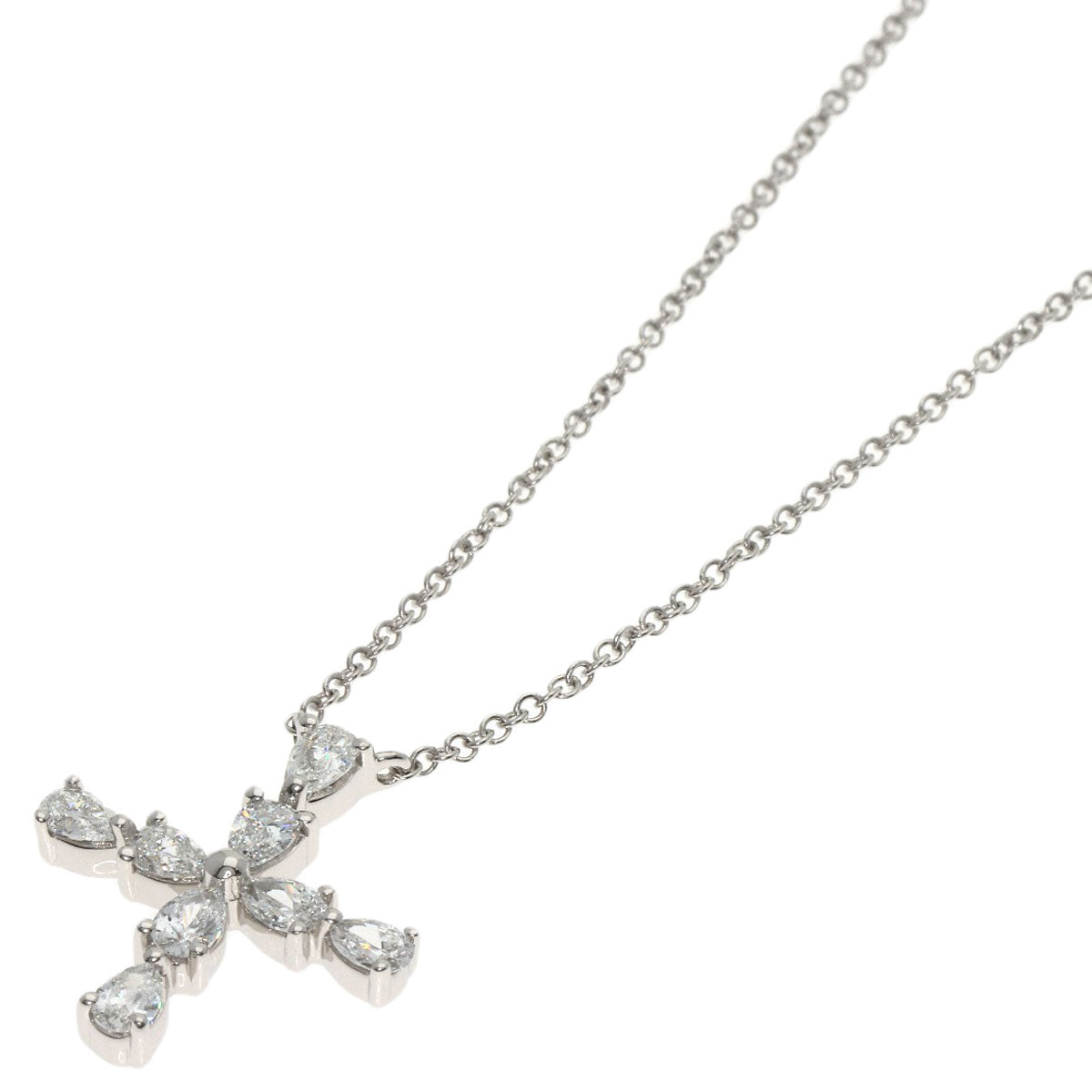 HARRY WINSTON Pear-shaped mini cross diamond Necklace Platinum PT950 Ladies [Used]