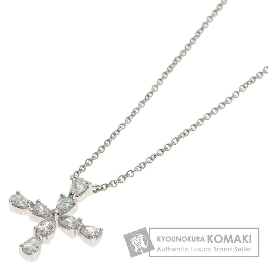HARRY WINSTON Pear-shaped mini cross diamond Necklace Platinum PT950 Ladies [Used]