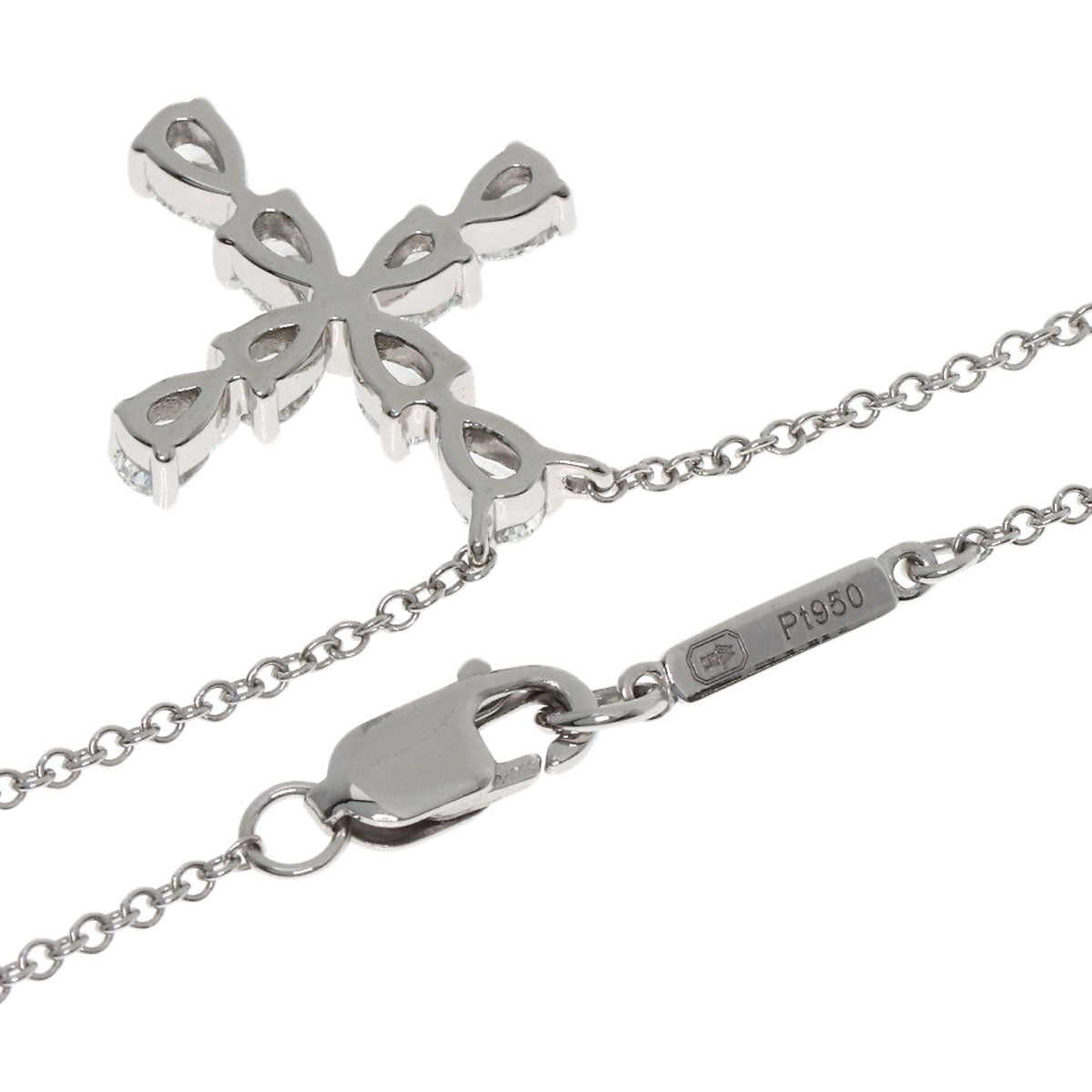 HARRY WINSTON Pear-shaped mini cross diamond Necklace Platinum PT950 Ladies [Used]